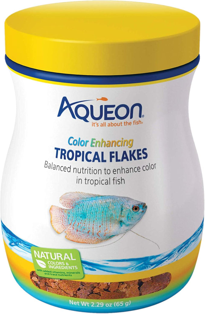 Aqueon Tropical Flakes Color Enhancing 2.29 Ounces Fish Food for Surface Feeding Aquariums