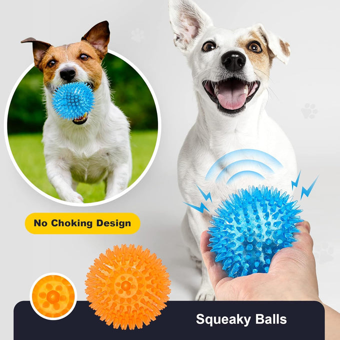 vitever 3.5" squeaky dog toy balls in 6 colors, bpa free, non-toxic for medium, large & small dogs