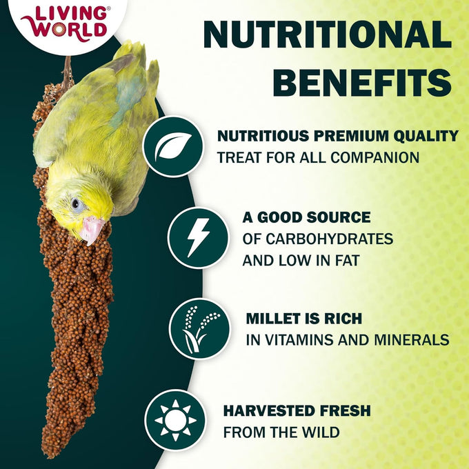 Living World Millet Spray for Birds 3.5 Oz - Premium Treat for Pet Birds and Small Birds