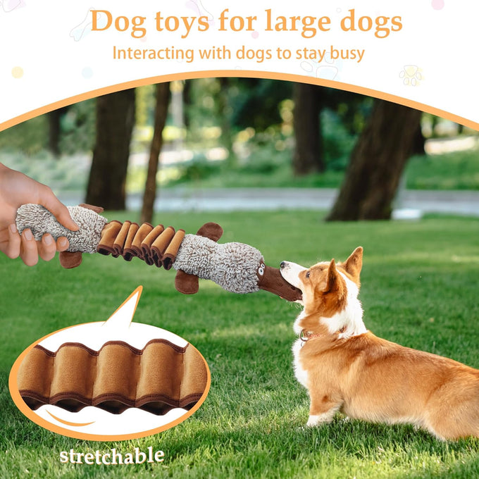 Platypus Stuffed Large Dog Toy - Interactive Plush Chew Toy with Crinkle Paper and Squeaker for Small Medium Large Dogs