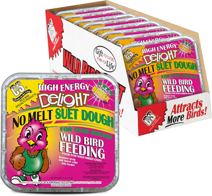 C&S high energy delight no melt suet dough pack of 8 for woodpeckers nuthatches chickadees.