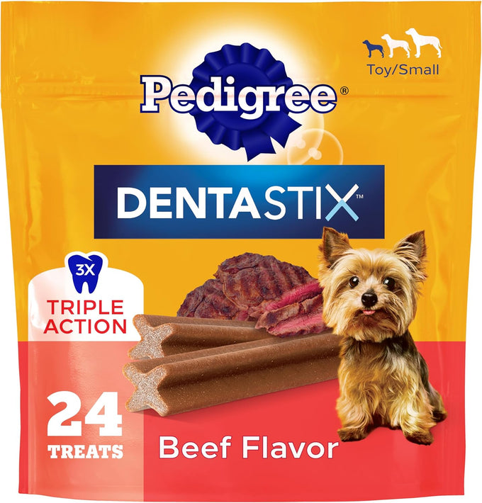 Pedigree Dentastix Bacon & Chicken Flavor Dental Chews for Small Toy Breed Dogs 5 oz Bag 24 Total Treats