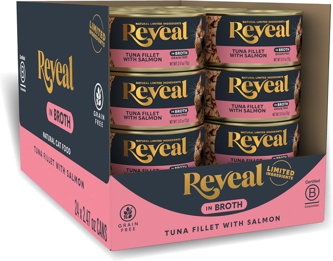 Reveal Natural Wet Canned Cat Food, Limited and Natural Ingredients, Grain Free, High Protein with No Artificial Additives, Chicken Breast in Broth (24 x 2.47 oz Cans)