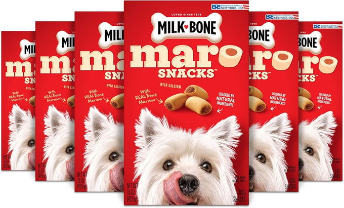 Milk-Bone MaroSnacks Small Dog Treats with Real Bone Marrow, 40 Oz Canister, Crunchy Outside, 10 Calories Each