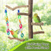 Bird Swing Toys with Perch Stand for Budgies, Parakeets, Cockatiels, and Small Birds - Bird-Safe Wood and Colored Chains