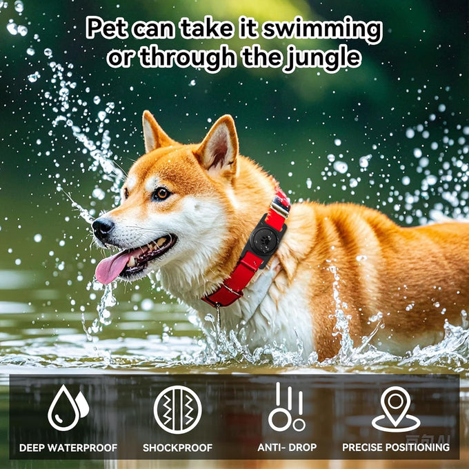 GOCII waterproof dog collar holder 2-pack for Apple AirTag Gen 1 & 2, black silicone case
