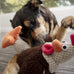 goDog Checkers Fat Rooster Durable Plush Soft Chew Resistant Dog Toy, Brown, Large