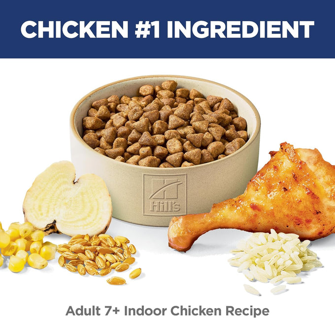 Hills Science Diet Adult 7+ Indoor Dry Cat Food, Chicken, 7 lb. Bag - High-Quality Protein