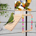 KyoukiBird Perch Platform Bird Toys with Mirror Climbing Ladder Swing for Cockatiels, Lovebirds, Budgies and More - Wooden Parakeet Cage Accessories