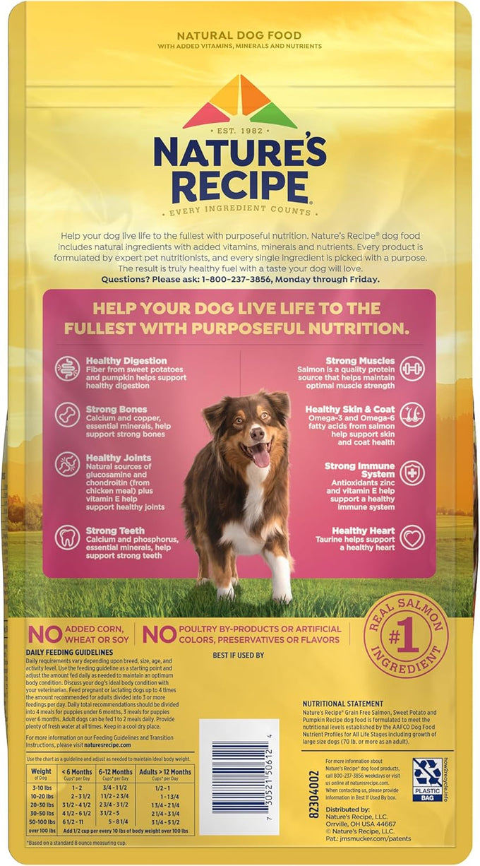 Nature's Recipe grain-free dry dog food, 4 lb bag, salmon, sweet potato and pumpkin recipe
