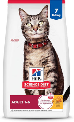 Hills science diet adult 1-6 premium nutrition dry cat food, chicken recipe, 7 lb bag