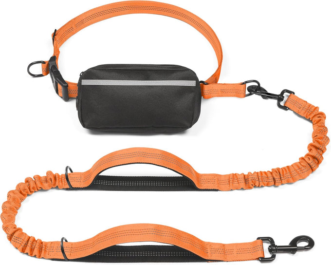 iYoShop hands-free dog leash with zipper pouch for walking jogging and running dogs (Large, 25-120 lbs, Black)