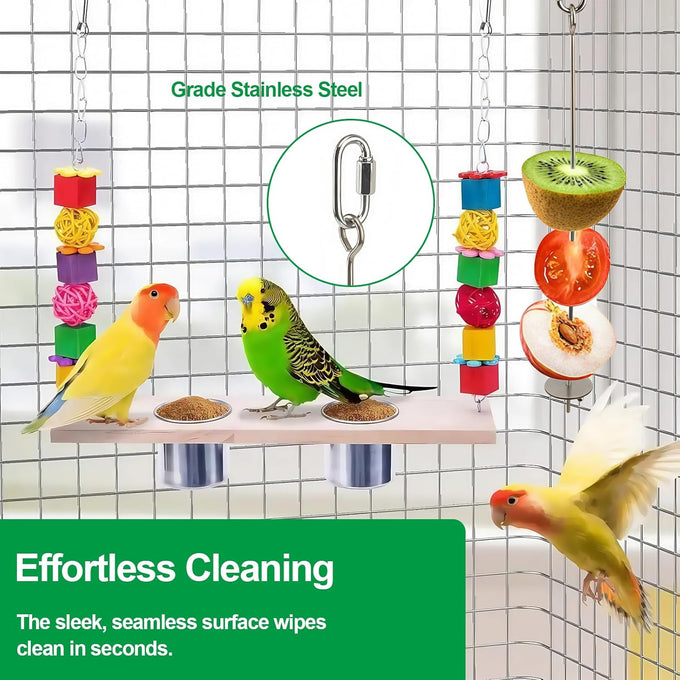 3-Pcs Stainless Steel Parrot Fruit & Vegetable Skewer Toy 6.9in/17.5cm, 8.9in/22.5cm, 10.8in/27.5cm