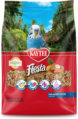 Kaytee Fiesta Parakeet Food, 2 pounds, Nutritious and Fun Blend for Skin, Feather, Digestion, Brain, and Heart Health