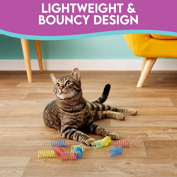 3" colorful springs cat toys, 10-pack, multi-color, bouncy coils for indoor cats and kittens