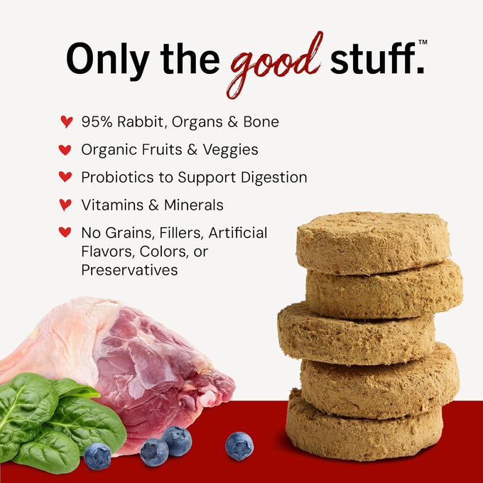 Stella & Chewy's freeze-dried raw rabbit dinner patties high protein grain-free puppy dog food for picky eaters 5.5 oz