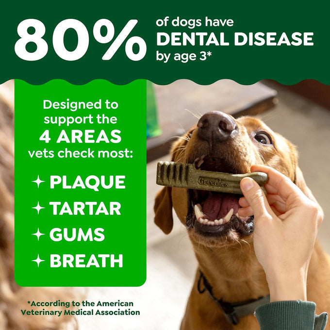 greenies veterinarian-recommended adult natural dental dog treats, regular size, 36 oz pack, 36 count, original flavor