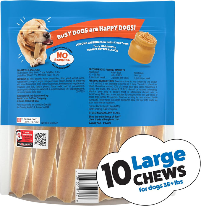 Purina Busy Bone Adult Dog Chew Treats Peanut Butter 10ct Pouch for Long Lasting Dental Care