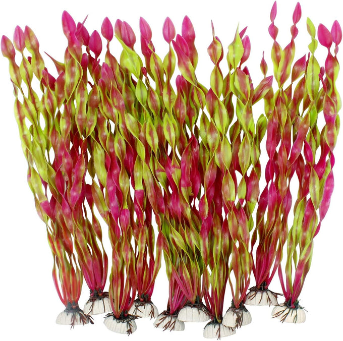 MyLifeUNIT Artificial Seaweed Aquarium Plant Decorations 10 PCS, 12 Inches Tall, Green Plastic PVC
