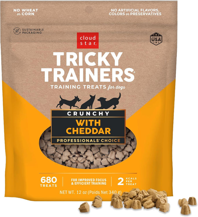 Cloud Star Tricky Trainers 12 oz. Cheddar Flavor Low-Calorie Dog Training Treats for Small Medium Large Breeds 680 Pieces