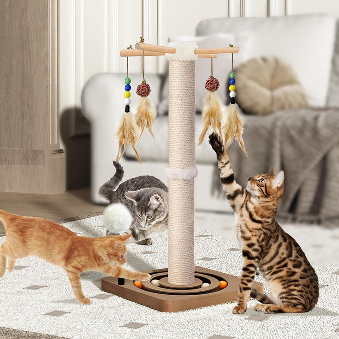 paroto sisal cat tree tower scratching post for indoor cats adults kittens interactive toys 25 inches