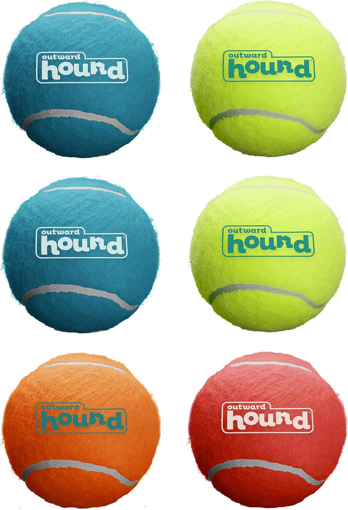 Outward Hound Squeaker Ballz, medium tennis balls, 2.5", 4-pack for dogs under 50 lbs, interactive dog toys