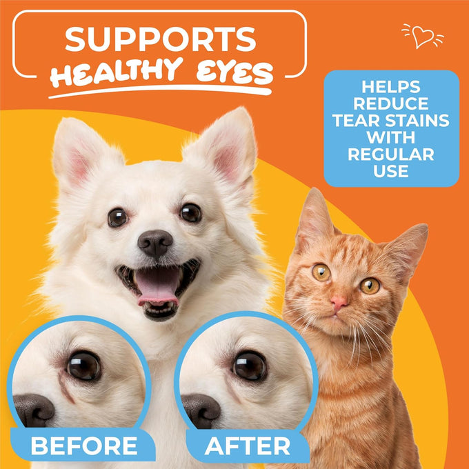Coconut Hypoallergenic Eye & Face Wipes for Dogs and Cats - 100 Count - Pet Tear Stain Remover