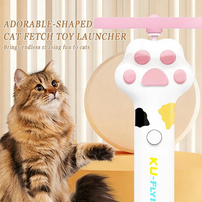 Cat Fetch Toy Launcher with Rechargeable Discs, Flying Disc Launcher for Kitten, Dog, Indoor, Outdoor Play