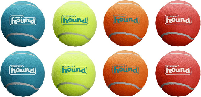 Outward Hound Squeaker Ballz, medium tennis balls, 2.5", 4-pack for dogs under 50 lbs, interactive dog toys