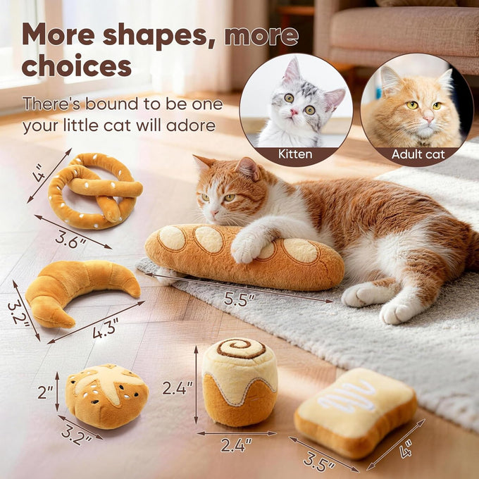 ciyvolyeen bread catnip toys 6 pack for indoor interactive kittens chew bite kick toys