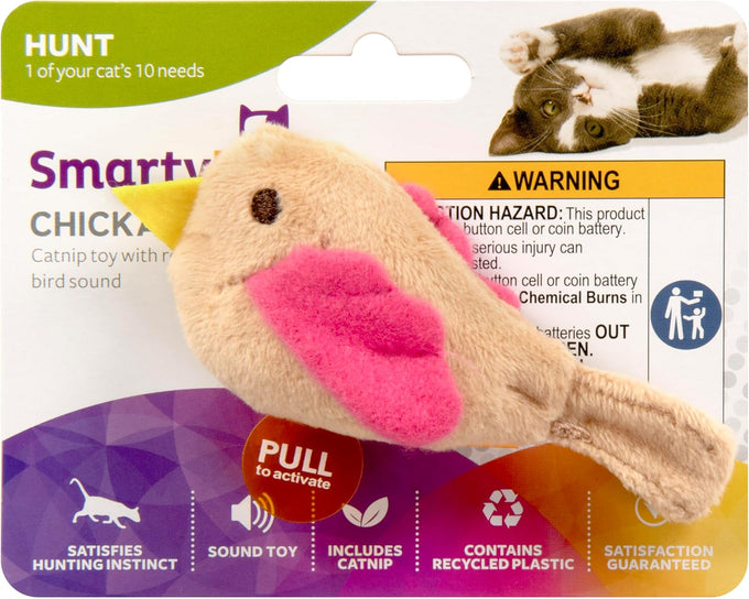 SmartyKat Chickadee Chirp Electronic Sound Cat Toy, Light Brown, One Size - Motion-Activated Bird Chirp