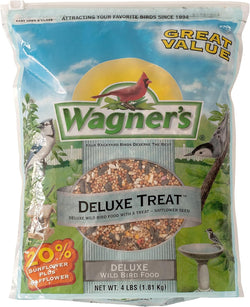 Wagner's 62067 Deluxe Treat Blend Wild Bird Food, 4-Pound, USA-Made Seed Mix for Perching and Ground Feeding Birds