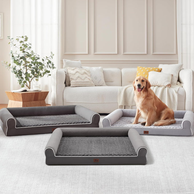 Large Dog Bed Dark Grey 45x35x7 Inch Orthopedic XXL Dog Bed for Medium Size Dogs