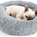 Hoewina 20in light grey donut bed for indoor cats and small dogs, washable, plush, waterproof, anti-slip