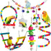 ESRISE wooden bird cage toys, parrot climbing ladder, chewing toys, bell swing for parakeet, cockatiel, love birds, budgies
