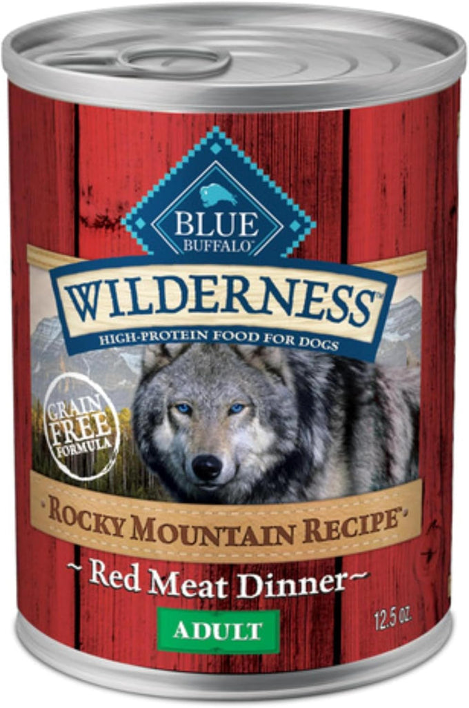Blue Buffalo Wilderness Adult Wet Dog Food, 12.5-oz Red Meat Paté, Grain-Free, High-Protein, 12 count, Natural Ingredients