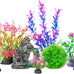 Ameliade goldfish and betta fish tank accessories artificial plastic plants decorations and rock cave set
