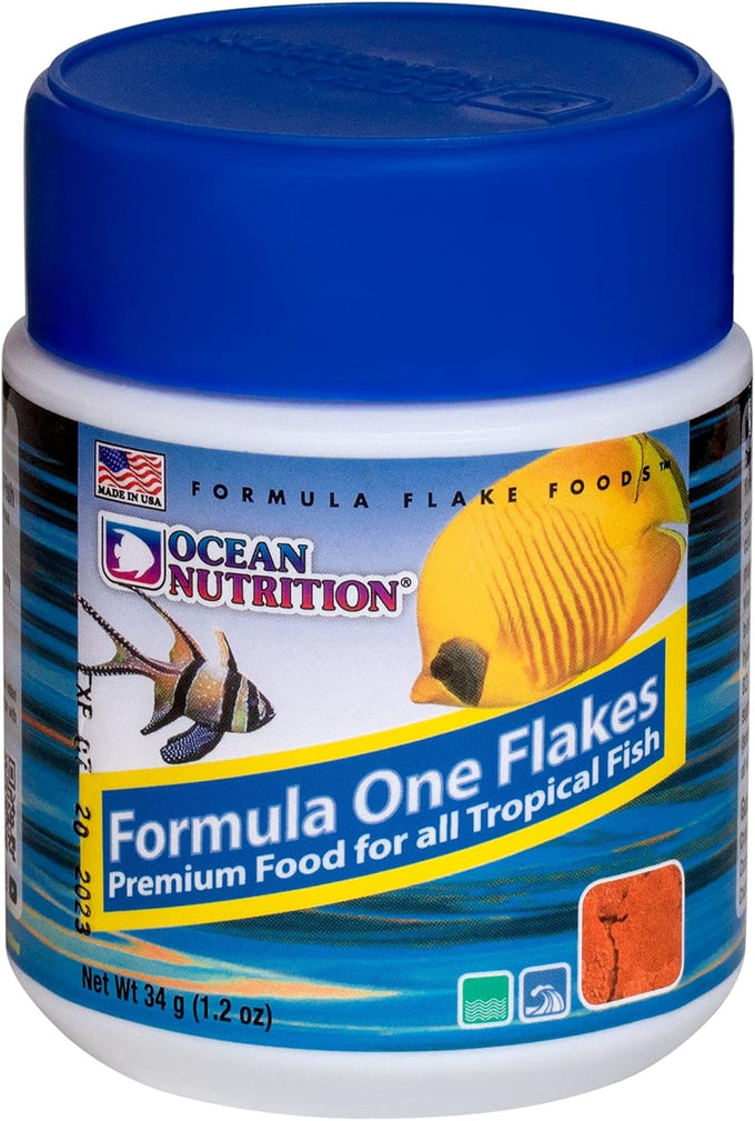 ocean nutrition formula one flakes fish food - all natural saltwater tropical fish flakes made in usa 1.2 oz