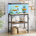 MahanCRIS 20-gallon fish tank stand with 2-tier storage shelves, heavy duty breeder turtle terrarium stand rack, rustic brown, FTHR2001