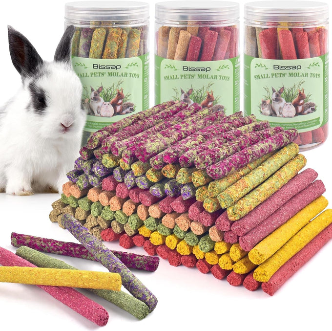 Bissap 36PCS natural timothy hay oat carrot bunny chew toys and treats for rabbits bunnies chinchillas guinea pigs hamsters and small animals