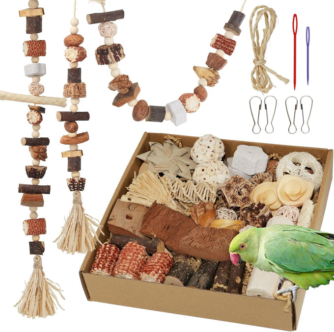 Bird Toys Parrot Natural Foraging Box Medium for Parakeets, Cockatiels, Conures, Small to Medium Birds Cage Accessories