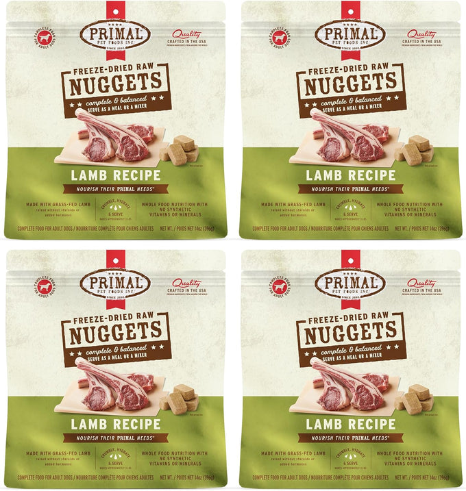 primal freeze dried raw dog food nuggets, rabbit, 14 oz, complete and balanced meal, grain free, high protein
