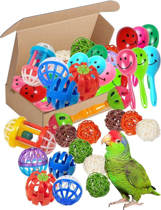 10-pack bird toys for conures, budgies, parakeets & small birds (1.5'' - 5.5'')