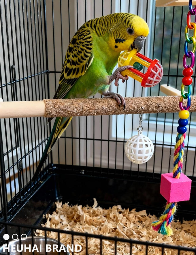 22-piece parakeet bird toy set with colorful bell and rattan balls, safe, non-toxic materials for small birds
