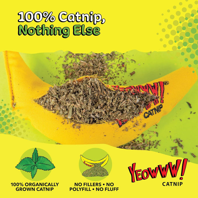 Handmade 100% Organic Yellow Yeowww! Catnip Banana Toy