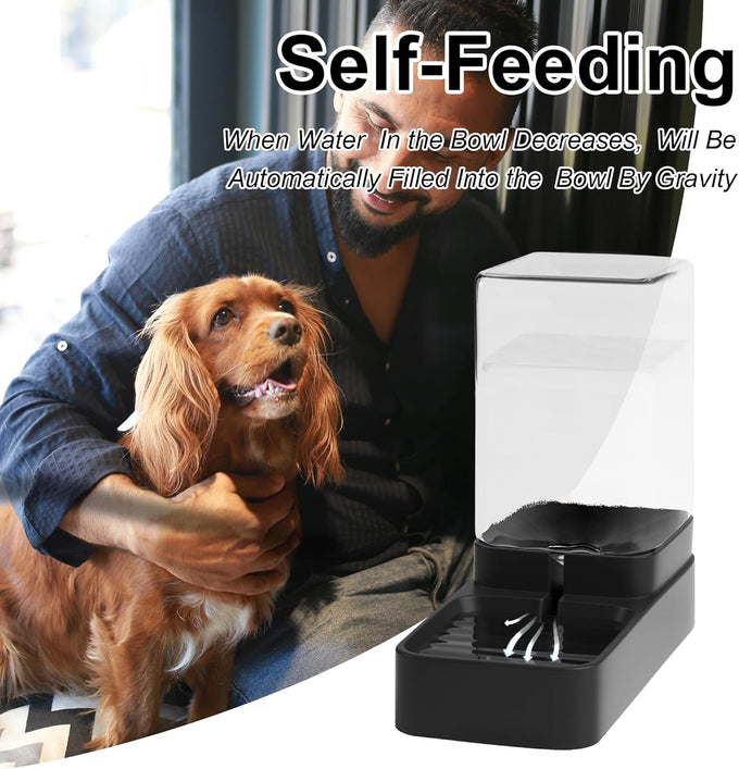 Automatic Cat Feeder and Water Dispenser Set for Small to Large Pets with 3.3L Capacity Black Feeding Bowls