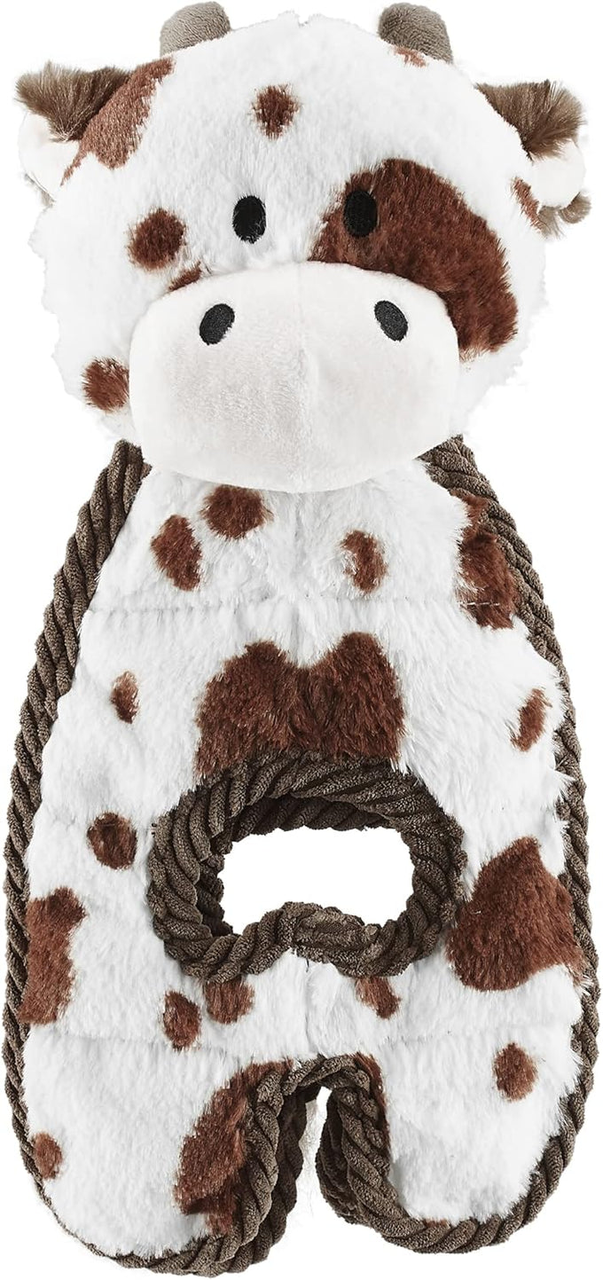 outward hound charming pet cuddle tugs cow plush squeaky dog toy 26 inches durable