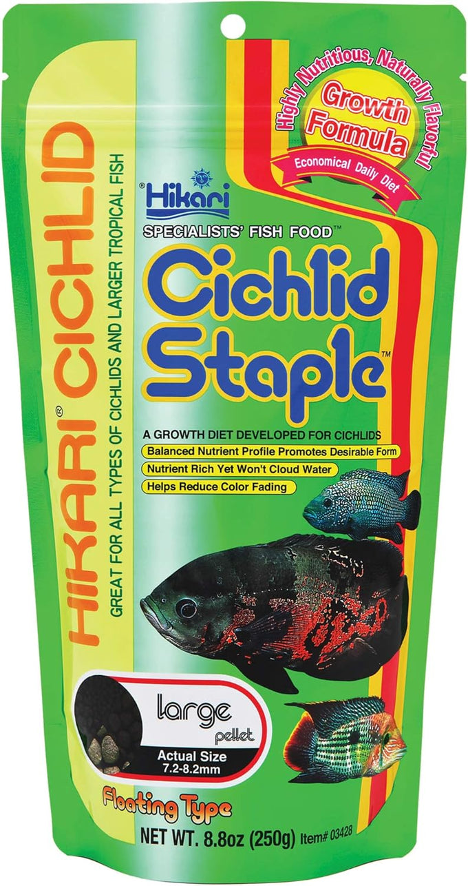 Hikari Cichlid Staple Floating Pellets Fish Food, 8.8 oz, Large Pellets, 250g, Stabilized Vitamin C