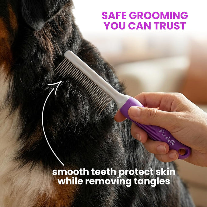 stainless steel poodle detangling pet comb with long and short teeth for dogs and cats grooming