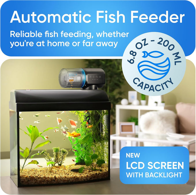 Fishnosh 2026 Automatic Fish Feeder for Small to Big Aquariums and Pond, Blue, Programmable Up to 9 Feedings